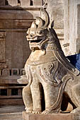 Ananda temple Bagan, Myanmar. Double bodied lions, Manukthiha, guard each corner of the temple base.